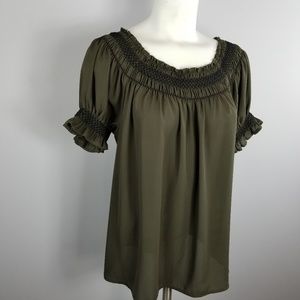 express Green short sleeve  blouse size L